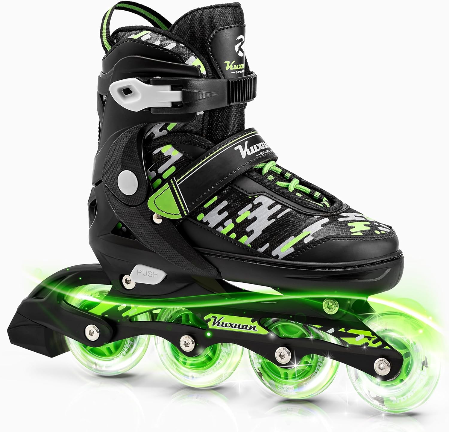 Kuxuan Skates Adjustable Inline Skates for Kids and Teens, Boys Girls Women Beginner Fun Illuminating Skates Outdoor and Indoor