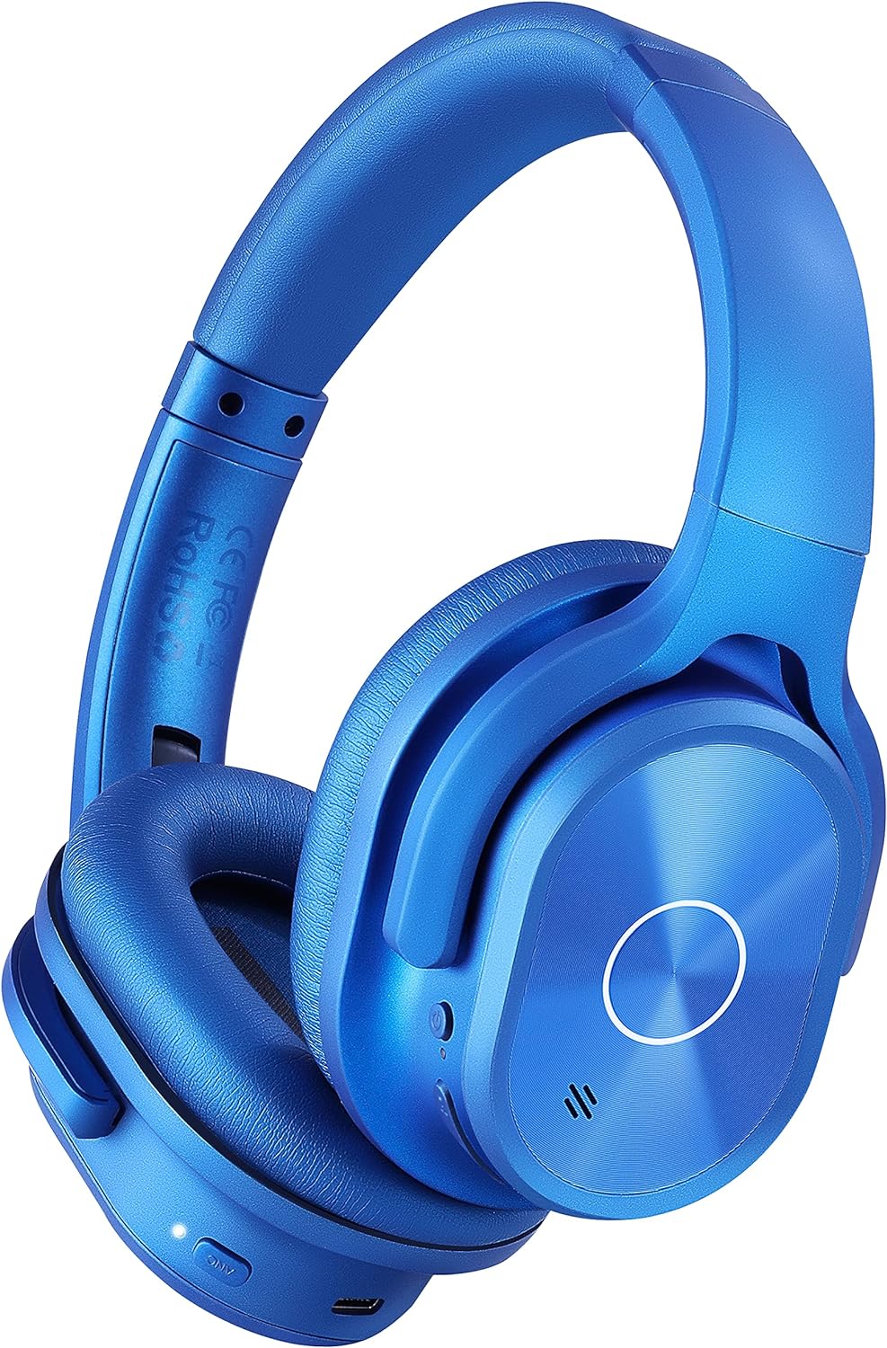ZIHNIC Active Noise Cancelling Headphones, 40H Playtime Wireless Bluetooth Headset with Deep Bass Hi-Fi Stereo Sound,Over-Ear Headphone,Comfortable Earpads for Travel/Home/Office (Blue)