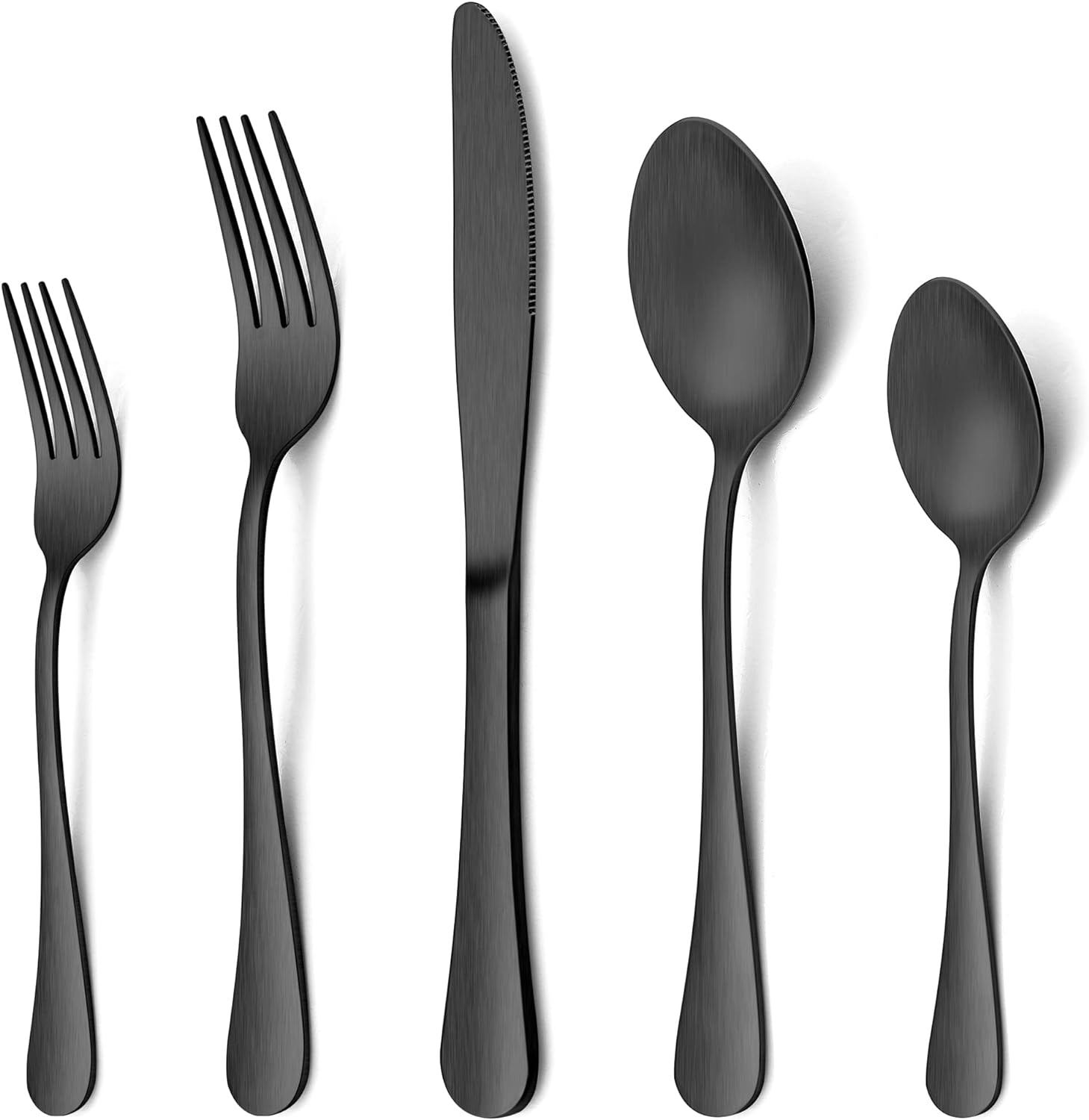 LIANYU 40 Piece Matte Black Silverware Set, Stainless Steel Black Flatware Cutlery Set for 8, Fancy Kitchen Utensil Tableware Set for Home Restaurant Party, Satin Finish, Dishwasher Safe