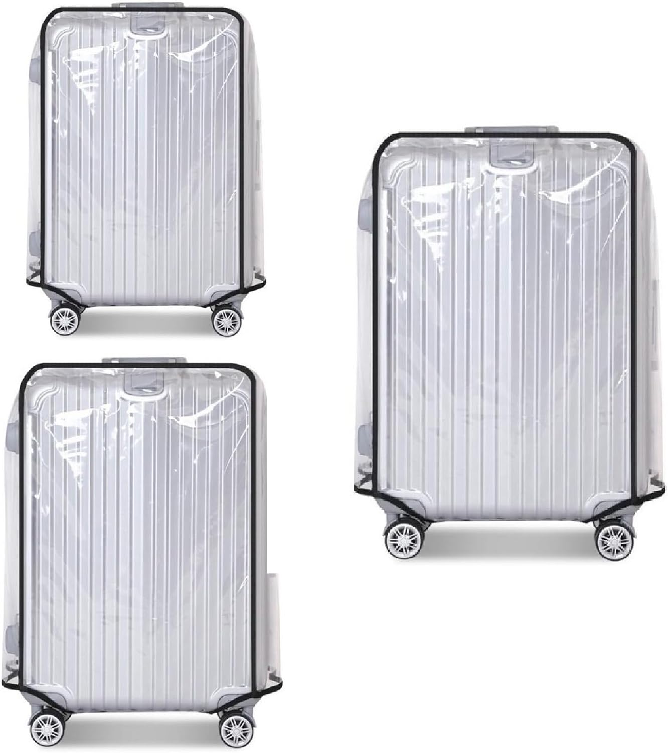 Clear PVC Luggage Cover Protectors - Transparent Waterproof Suitcase Sleeve for 20 24 28 Wheeled Suitcases (3PCS)