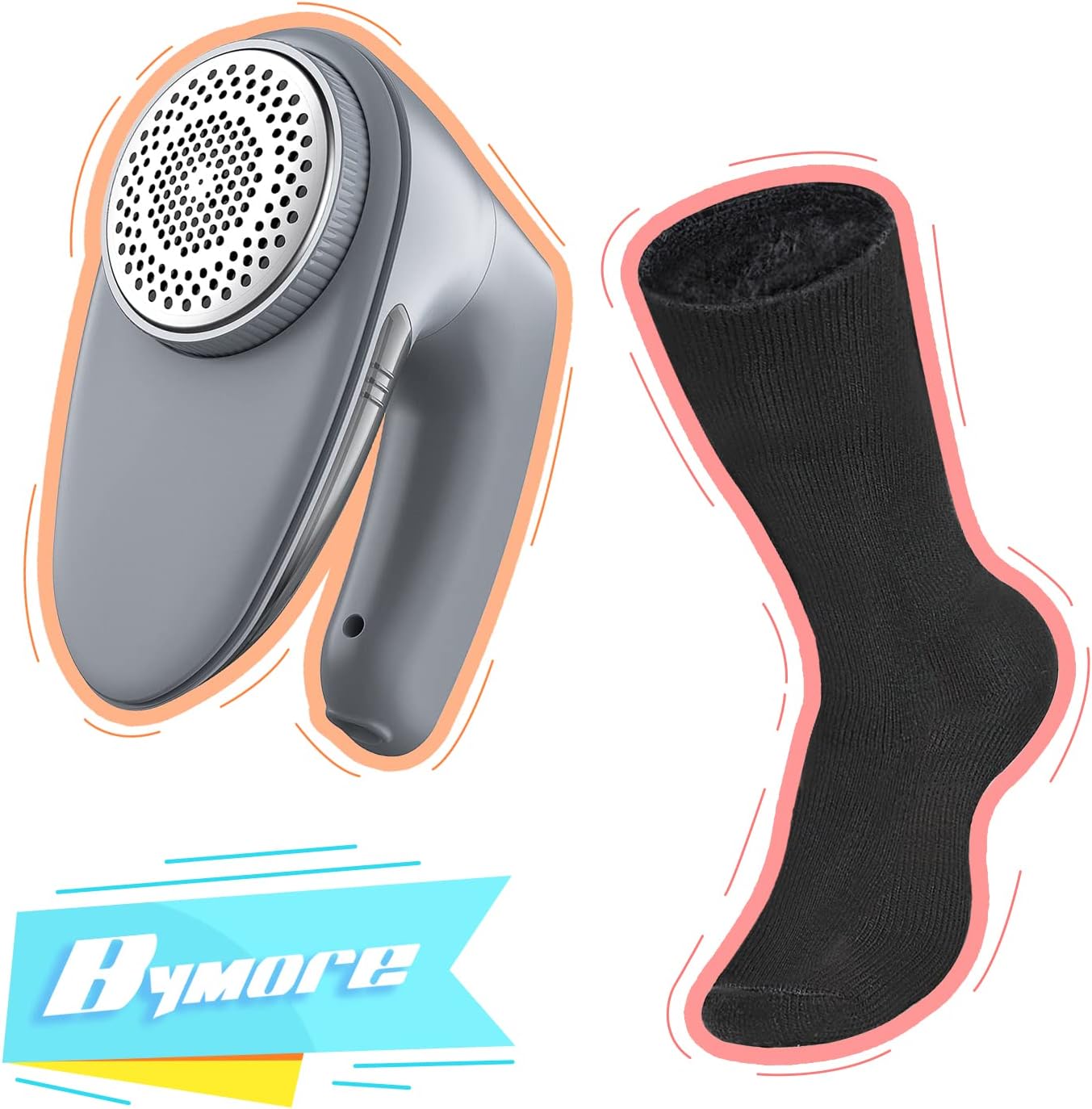 Bymore Fabric Shaver, Sweater Shaver for Clothes, Bymore 2 Pairs Thermal Socks for Men