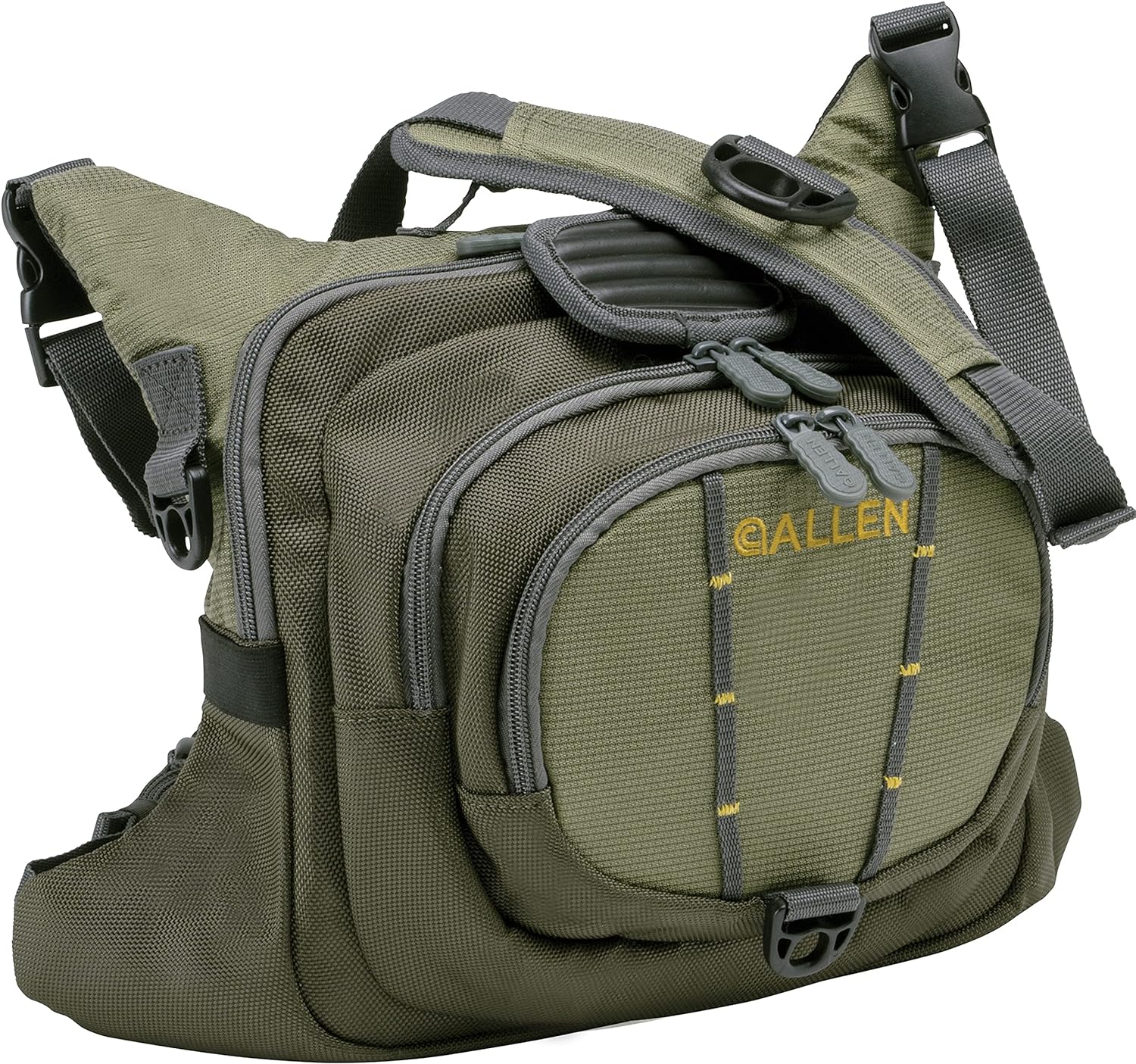 Allen Company Fall River Fly Fishing Chest Pack - Fits up to 6 Tackle/Fly Boxes and Other Accessories - Olive/Gray/Lime