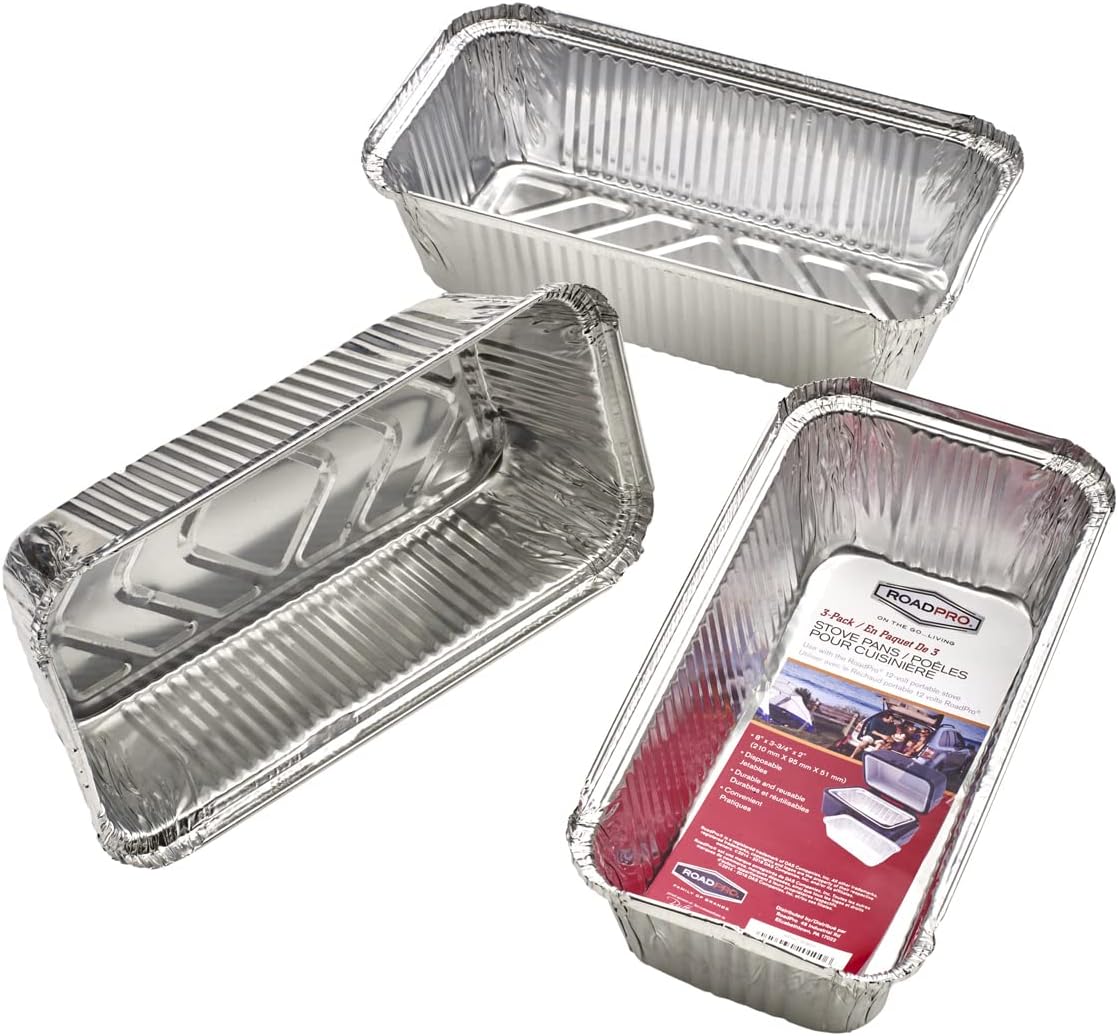 RoadPro RPSC-90820 Aluminum Pans for the 12V Portable Stove - Pack of 3