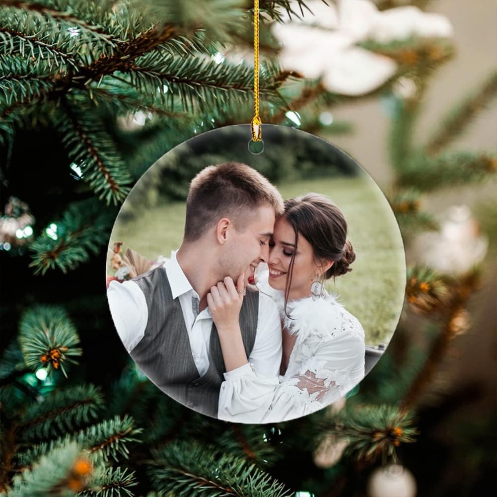 Personalized Photo Christmas Ornaments Custom 3 Ceramic with Any Photo/Text Hanging Tree Decorations Gift for 2023 Xmas Couples, Wedding, Graduation, Family, Photo On Both Sides