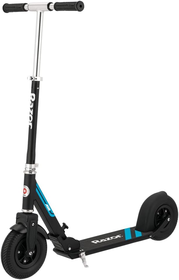 Razor A5 Air Kick Scooter for Kids Ages 8+ - Extra-Long Deck, 8 Pneumatic Rubber Wheels, Foldable, Anti-Rattle Handlebars, for Riders up to 220 lbs