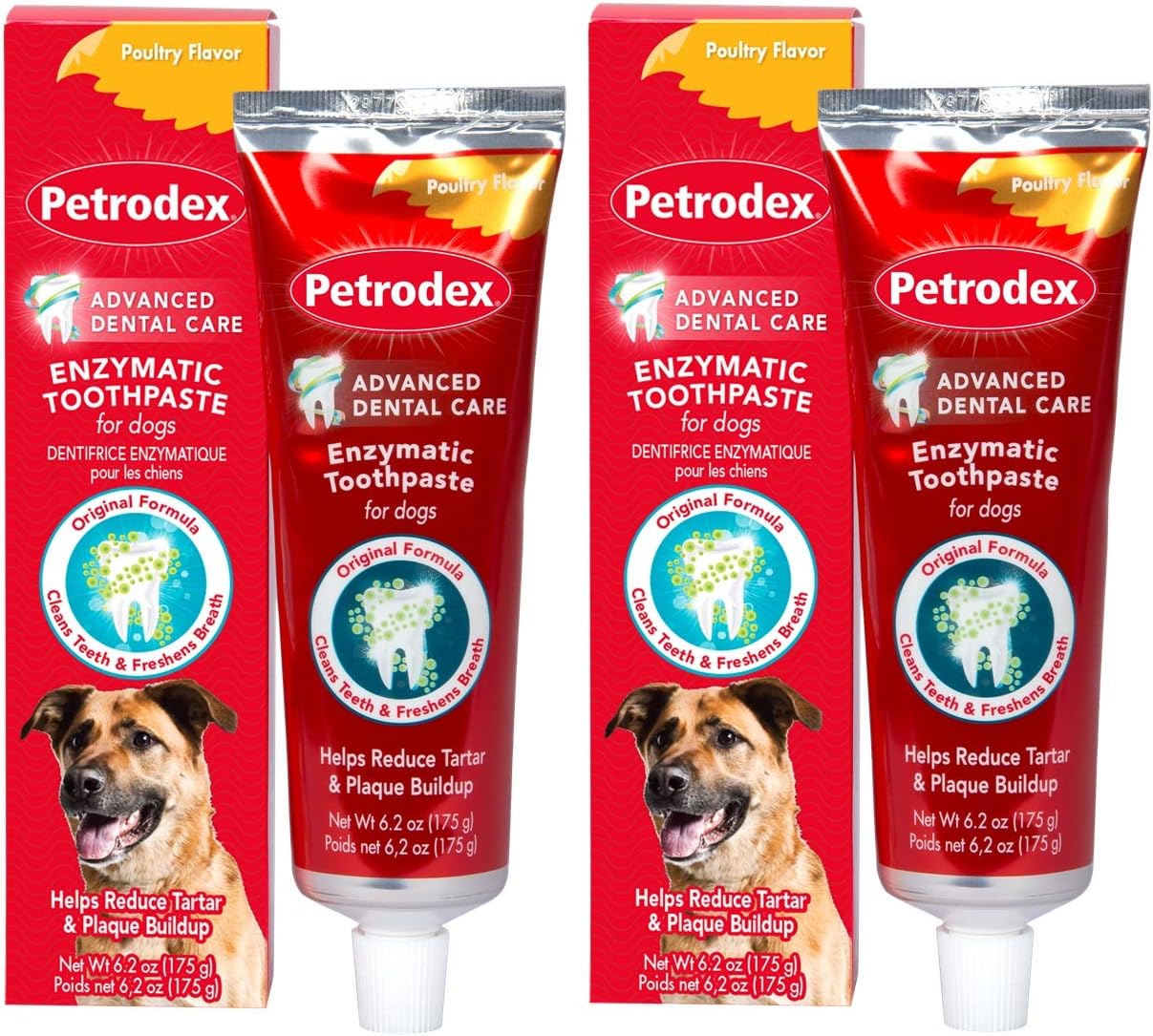 Petrodex Enzymatic Toothpaste for Dogs, Helps Reduce Tartar and Plaque Buildup, Poultry Flavor, 2 Pack