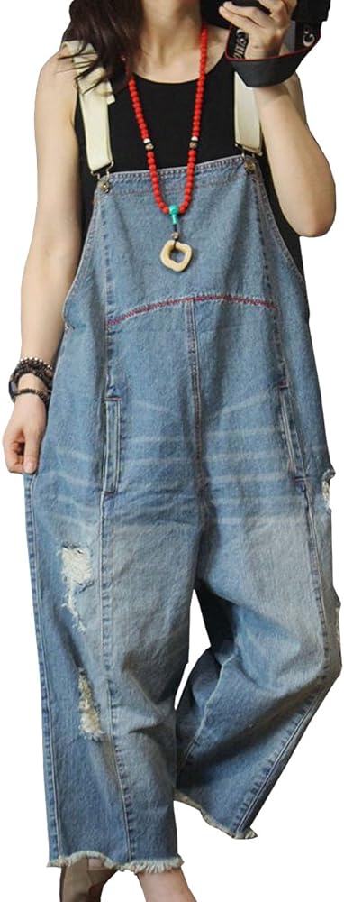 The P49 overalls are basically exactly as shown. Obviously the distressing on the denim will vary, but the ones I got look just like the picture. The size chart is accurate. I'm 5'4" and 175lbs and I ordered the size XXL because I wanted a very loose baggy fit. I do have to cinch up the straps as far as they will go to get the right length on me, but I expected that. They do not disappoint!They came shrink wrapped with all the air sucked out and the package was hard so I was very surprised that the thin denim material was so soft and the wrinkles shook right out as soon as I took them out. I think they will just get softer after washing and wearing a few times. The fabric is thin and they will be Sooo Comfy in warmer weather.There are a couple odd features. The front pockets are placed right at the crotch and they are angled inward, so carrying things creates a lump in an awkward place. For the overall baggy look I wish the pant legs were actually a bit wider, but that's my personal preference, not a judgment on the style. The white straps are yellowed a bit on the edges. They don't look dirty, but I noticed right away they don't look new. The hardware is thin and cheap. If you don't need to readjust the straps a lot, you should be fine, but the metal is not great quality and one of my adjuster buckles bent right away. However, mine did come with an extra front clasp hook so it looks like they already know about the problem and tried to make it easy to fix, which I appreciate.All in all, Im happy with the purchase and I intend to wear them a lot in the next few months.