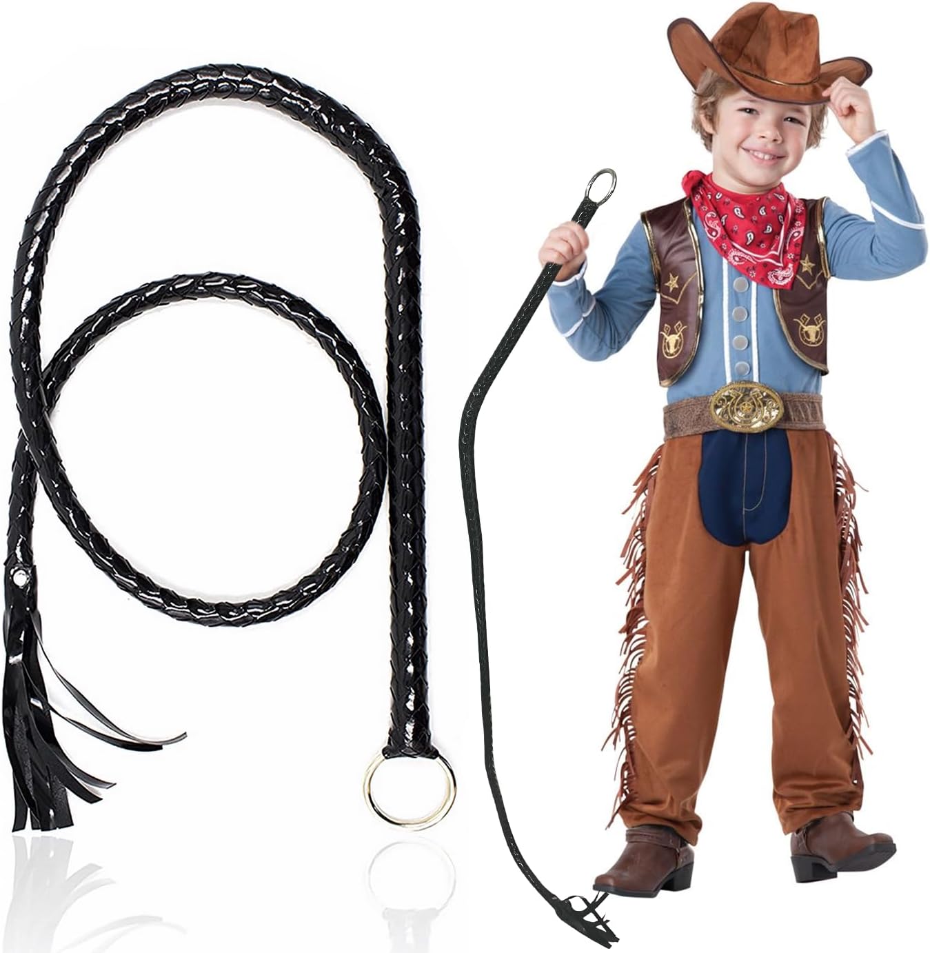 Cowboy Toys, Faux Leather Whip for Ringmaster and Catwoman Costume, Cowboy Accessories for Men and Women, Funny Halloween Party Favors Gag Gifts for Kids