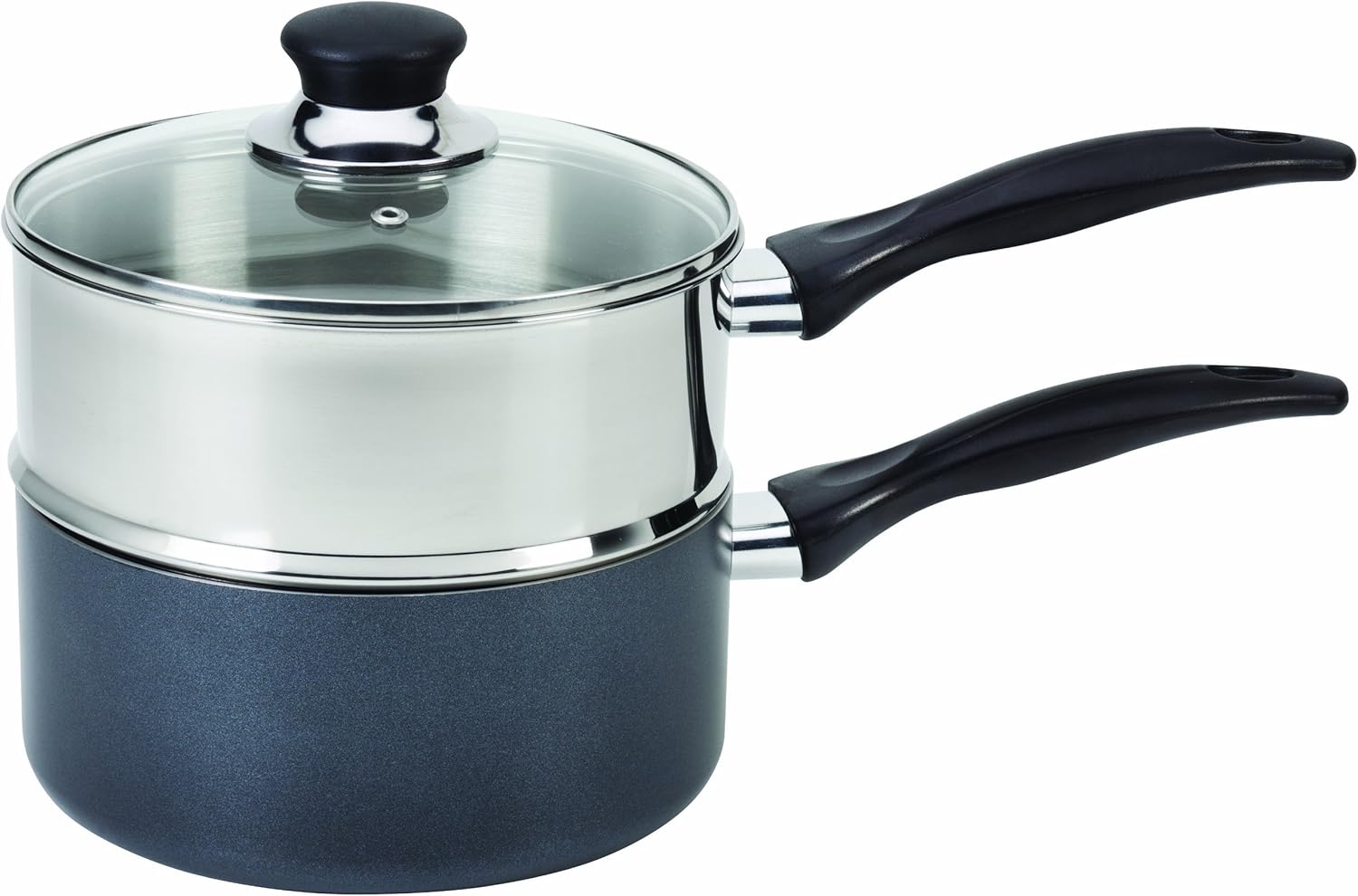 T-fal Specialty Nonstick Double Boiler 3 Quart Oven Safe 350F Cookware, Pots and Pans, Dishwasher Safe Silver/Black