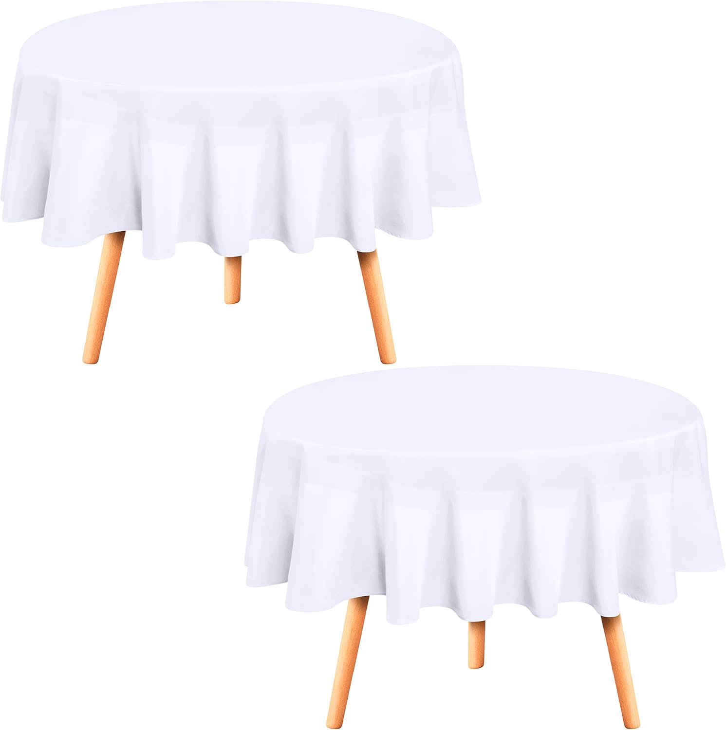 Utopia Kitchen Round Table Cloth 2 Pack [90 Inches, White] Tablecloth Machine Washable Fabric Polyester Table Cover for Dining, Buffet Parties, Picnic, Events, Weddings and Restaurants