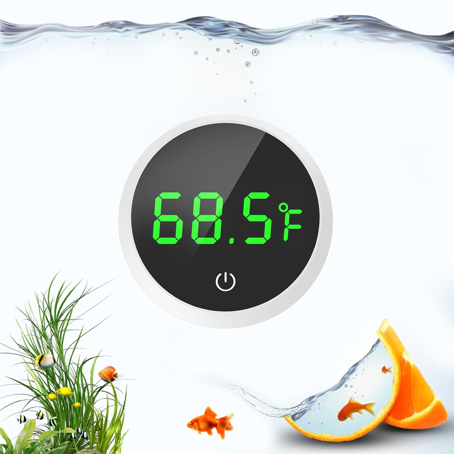 QZQ Fish tank thermometer Aquarium thermometer wireless touch Stick Digital Aquarium Thermometer LED display 1F for monitoring The Fish tank aquarium temperature accessories (White)