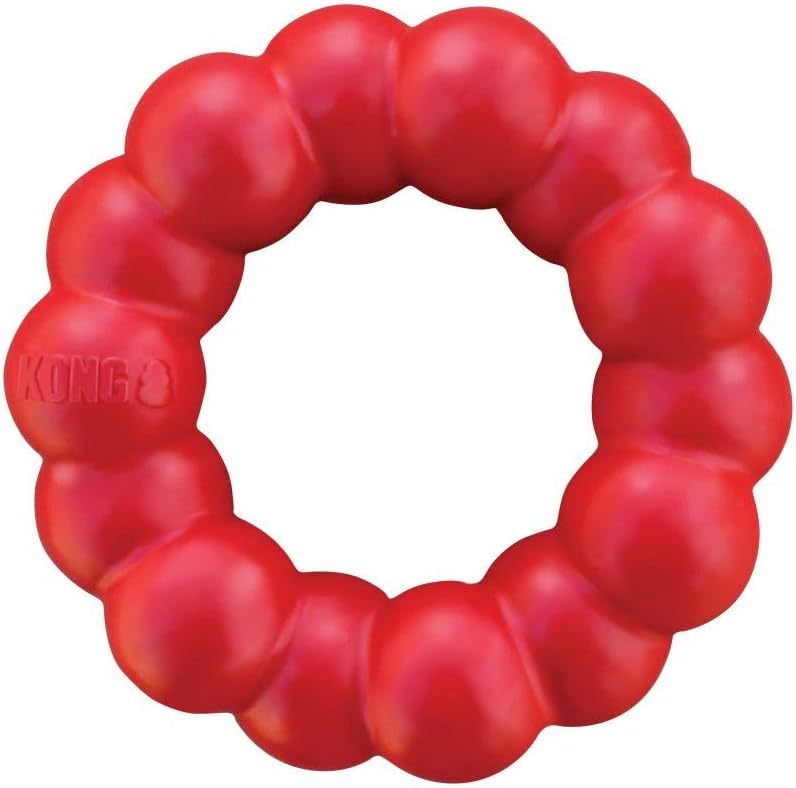 KONG Ring - Natural Rubber Ring Toy for Healthy Chewing Habits - Chew Toy Supports Dog Dental Health - Dog Toy Supports Instincts During Playtime - for Medium/Large Dogs