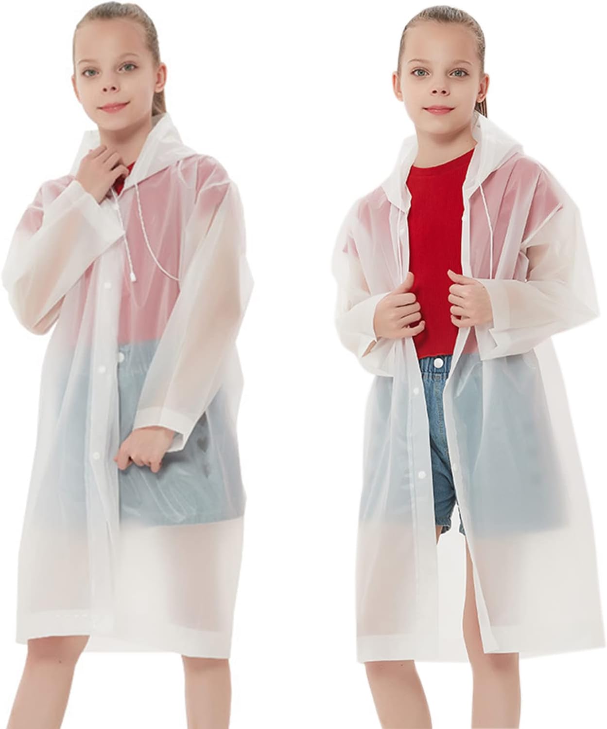 Rain Ponchos Raincoats for Kids, Reusable Boys Girls Rain Jackets Emergency with Hood for Family Disney Travel Outdoor