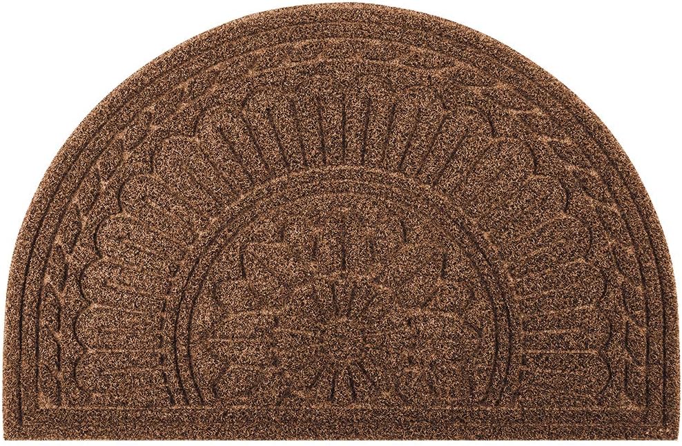 Mibao Door Mat Outdoor Indoor, 24 x 36, Half Round Door Mats, Non-Slip Front Door Mats Outdoor, Dirt Trapper Welcome Mats for Front Door, Back Door, Shoe Scraper, Coffee