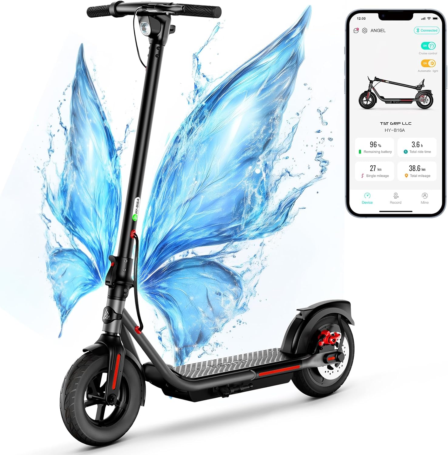 TST Electric Scooter Adults, 19 Mph Foldable E Scooter, Peak 500W Motor, 30/20 Miles Range, 10 Solid Tire, All Aluminum Body Electric Scooter Adult with Dual Braking System and App Control