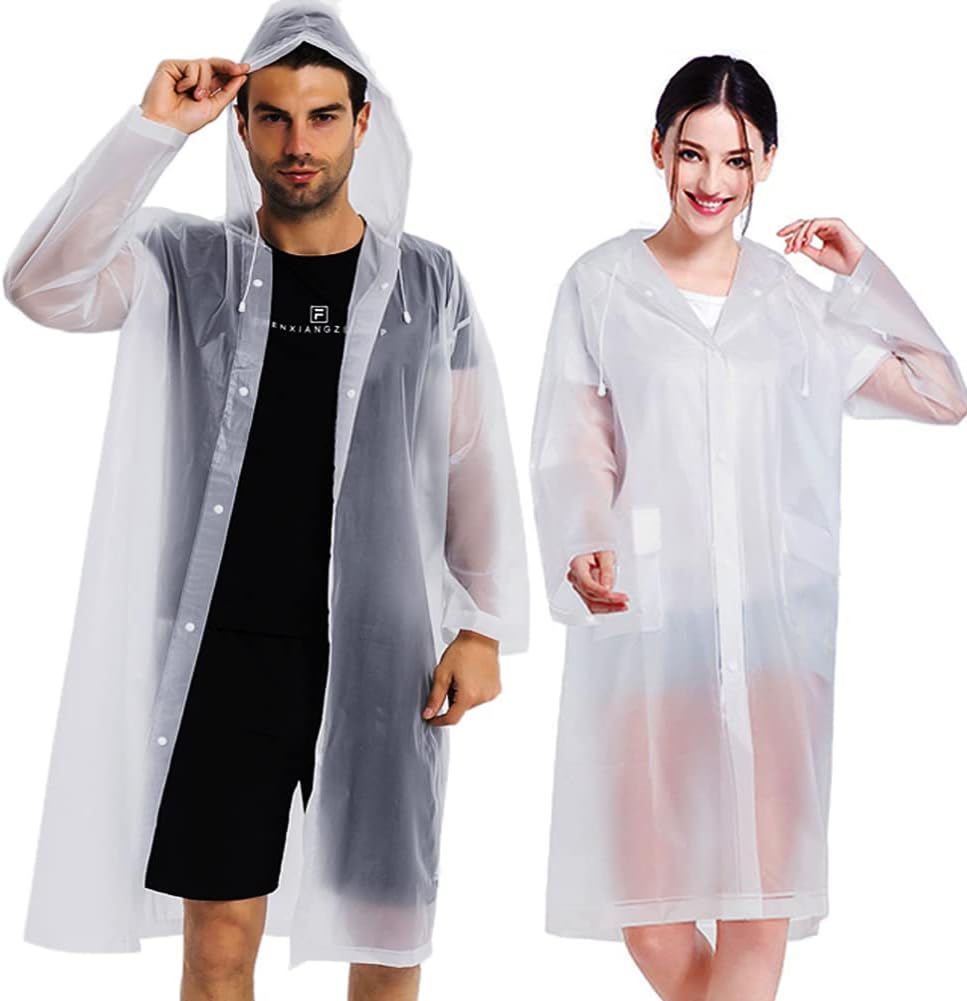 Rain Coats (2 Pack) - Reusable EVA Rain Ponchos for Adults Rain Jackets Raincoats for Men Women