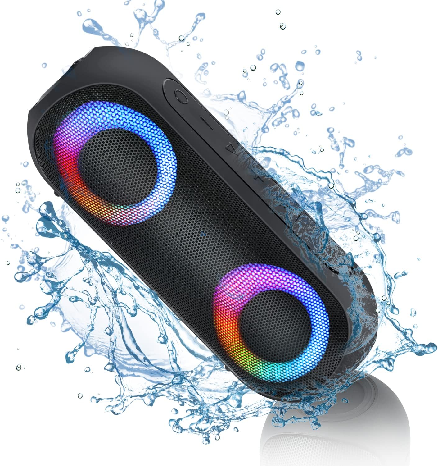 Bluetooth Speakers with Light, 30W Portable Bluetooth Wireless(100FT Range) Loud Stereo Sound, IPX7 Waterproof Shower Speakers, RGB Multi-Colors Rhythm Lights, 1000mins Playtime for Indoor&amp;Outdoor