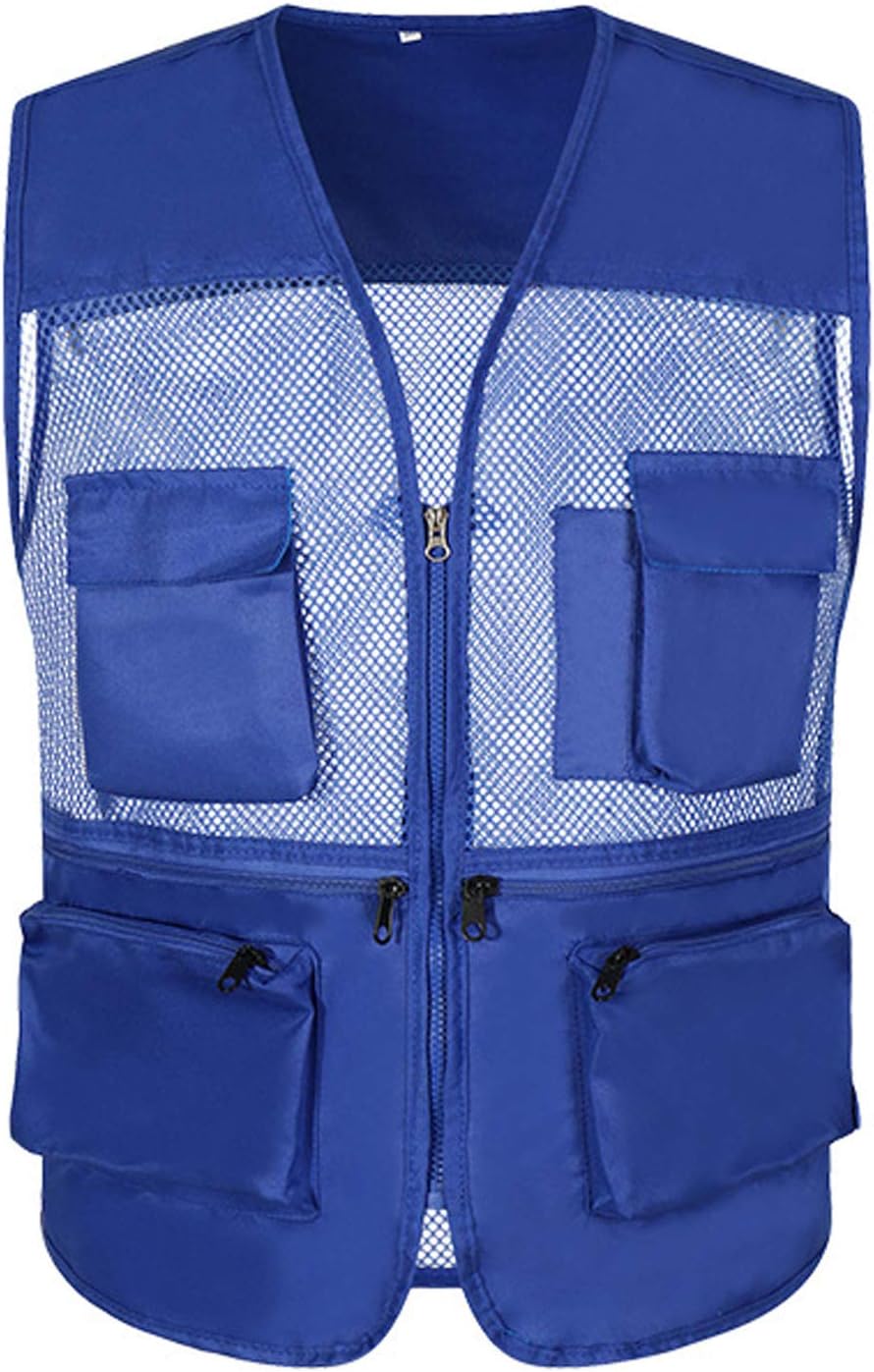 Flygo Men' Outdoor Summer Work Travel Safari Fishing Photo Vest With Pockets