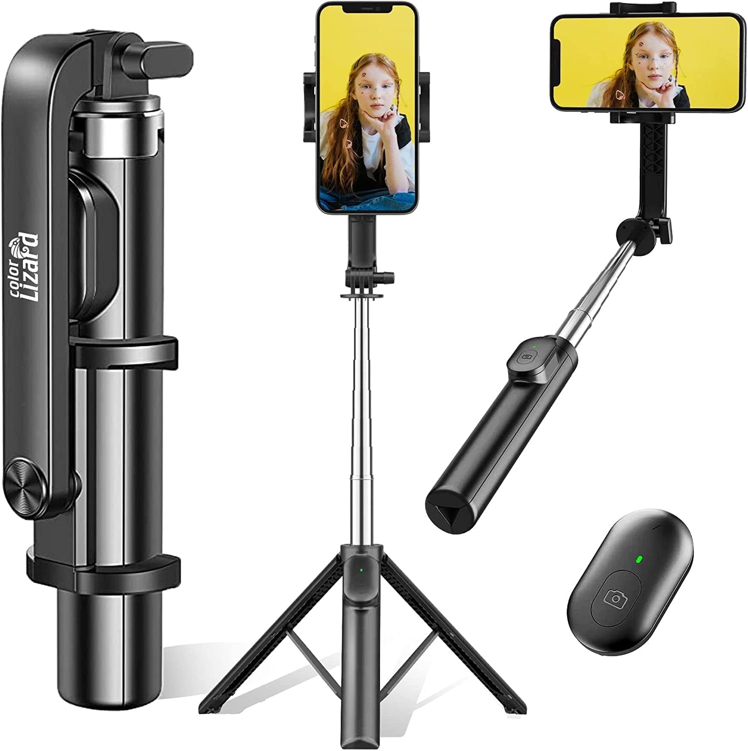 39 Selfie Stick Tripod with Remote, Cellphone Tripod Stand, 6 in 1 Wireless Bluetooth Portable Selfie Stick for iOS & Android Devices for iPhone, Travel Accessories.