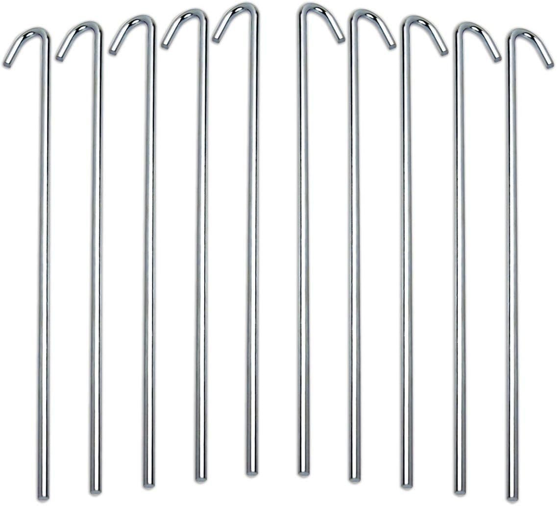 Tent Stakes Heavy Duty Metal, Galvanized Rust-Free Yard Stakes, Garden Edging Fence Hook | Tent Stakes Metal for Outdoor Camping, Tent Garden Stakes for Gardening & Canopies, Tent Pegs - by Ram-Pro