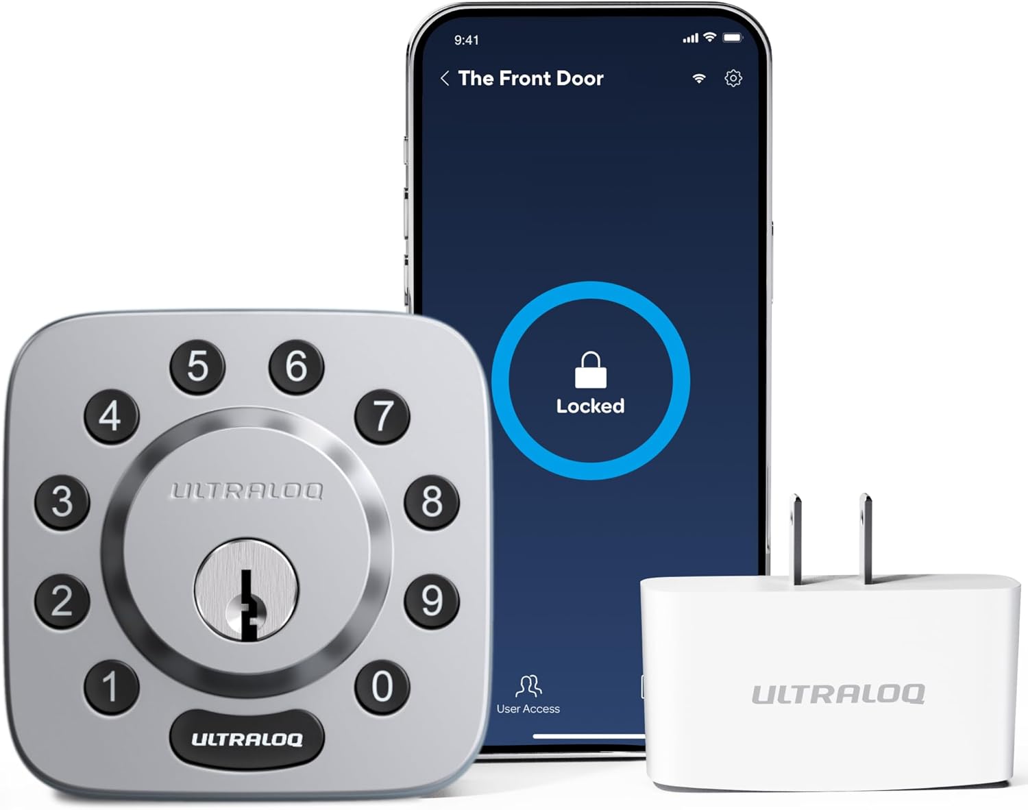 ULTRALOQ Smart Door Lock - U-Bolt Smart Lock with WiFi Bridge - Keyless Entry Door Lock - Smart Locks for Front Door - Smart Deadbolt Lock - App Remote Control - Share Codes - Auto Lock - Satin Nickel