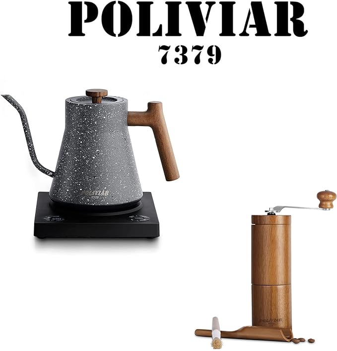 POLIVIAR Electric Gooseneck Kettle & Manual Portable Coffee Grinder