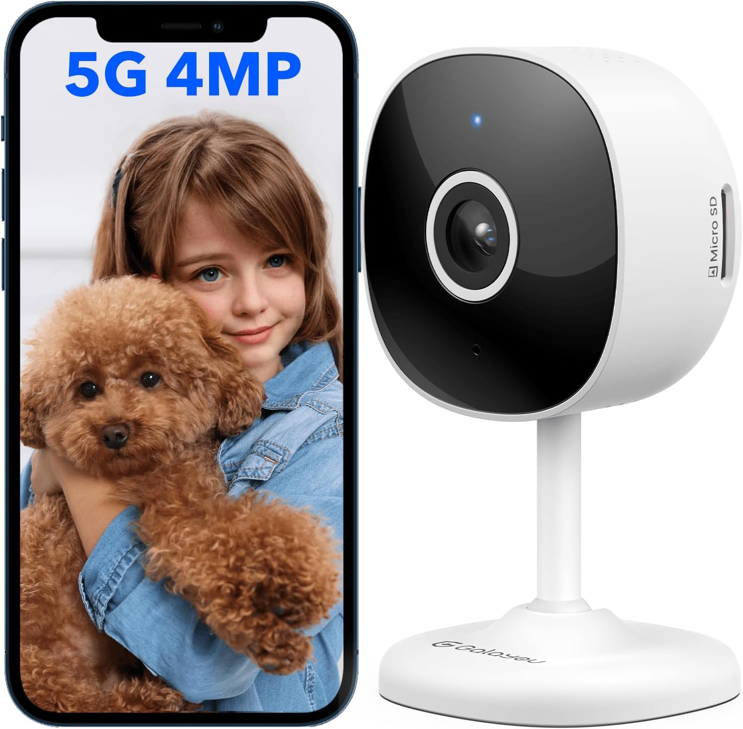 GALAYOU 4MP Cameras for Home Security-5G/2.4G Dual WiFi Security Camera Indoor for Baby/Pet/Dog/Nanny with Phone App, 24/7 SD Card Storage, Night Vision, Motion Alert, Works with Alexa/Google Home, G7