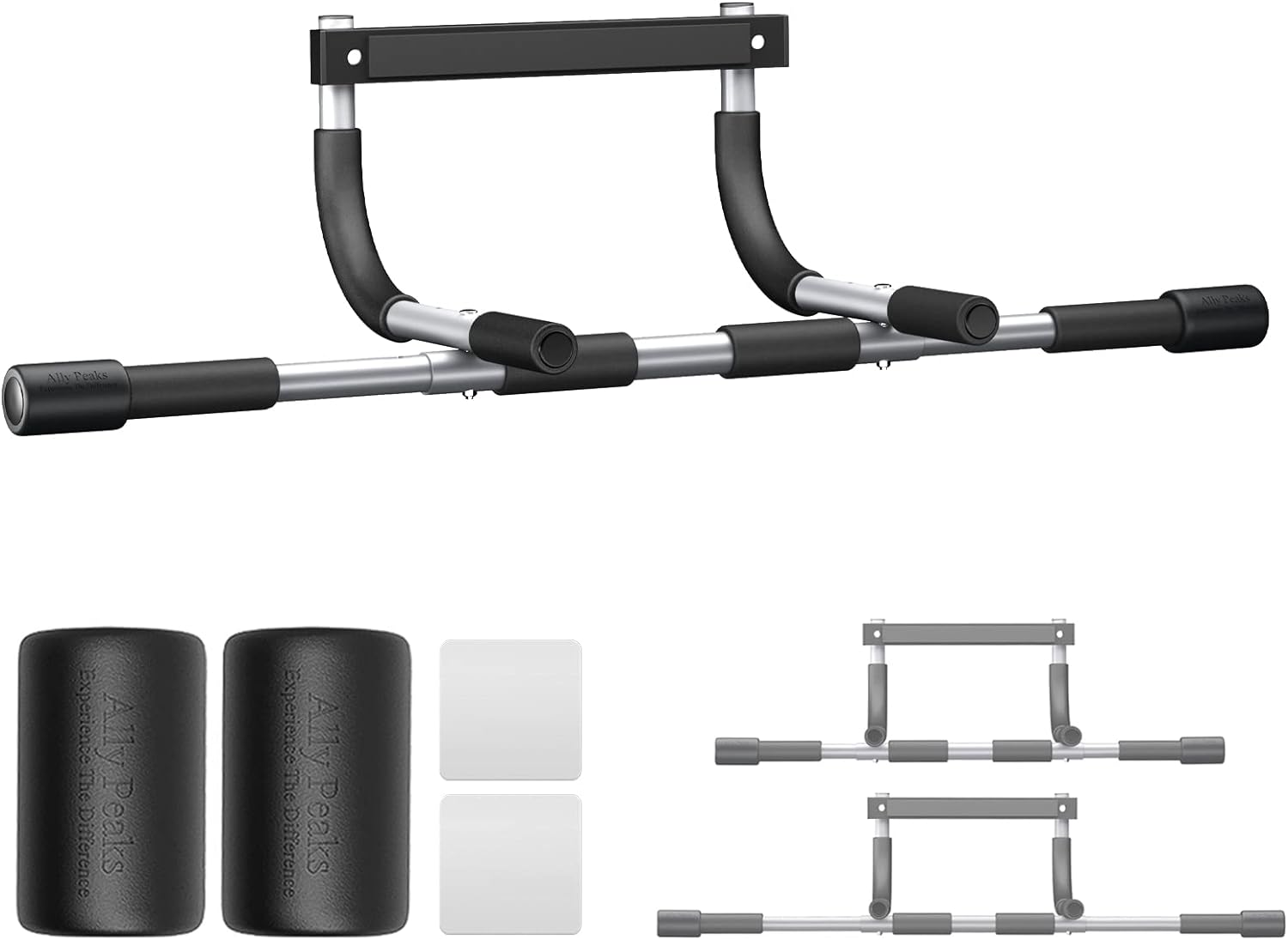 Ally Peaks Pull Up Bar for Doorway,Multiple Levels Width Adjustable Pull Up Bar Accurately Match Wide and Narrow doorframe,Indoor Chin-Up Bar Workout Bar,USA Original Patent