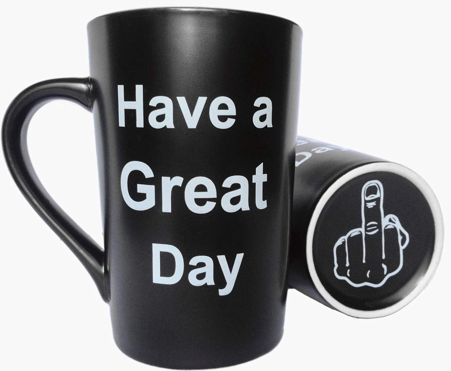 Funny Christmas Gifts Unique Coffee Mugs Have a Great Day Cute Cool Ceramic Cup Black, Best Holiday and Birthday Gag Gifts, 12 Oz