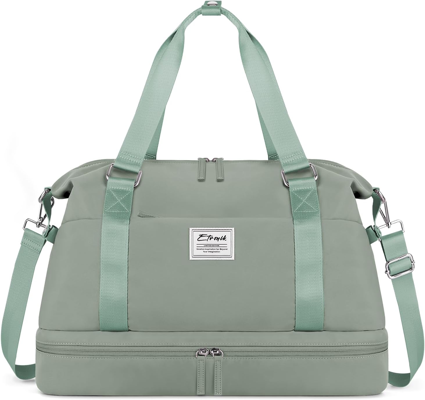 ETRONIK Weekender Bags for Women, Gym Bag with Shoes Compartment & Wet Pocket, Travel Duffel Bag with Trolley Sleeve for Personal Item Travel, Overnight Carry on Bag, Green