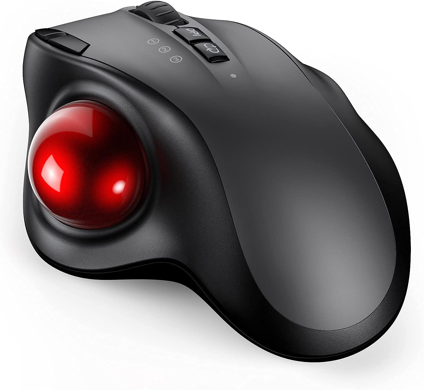 VssoPlor Wireless Trackball Mouse - 2.4G USB + Dual Bluetooth Rollerball Mouse, Easy Thumb Control, Rechargeable Ergonomic Mouse Trackball for Mac, Laptop, PC, iPad, Windows, Android, iOS (Black)