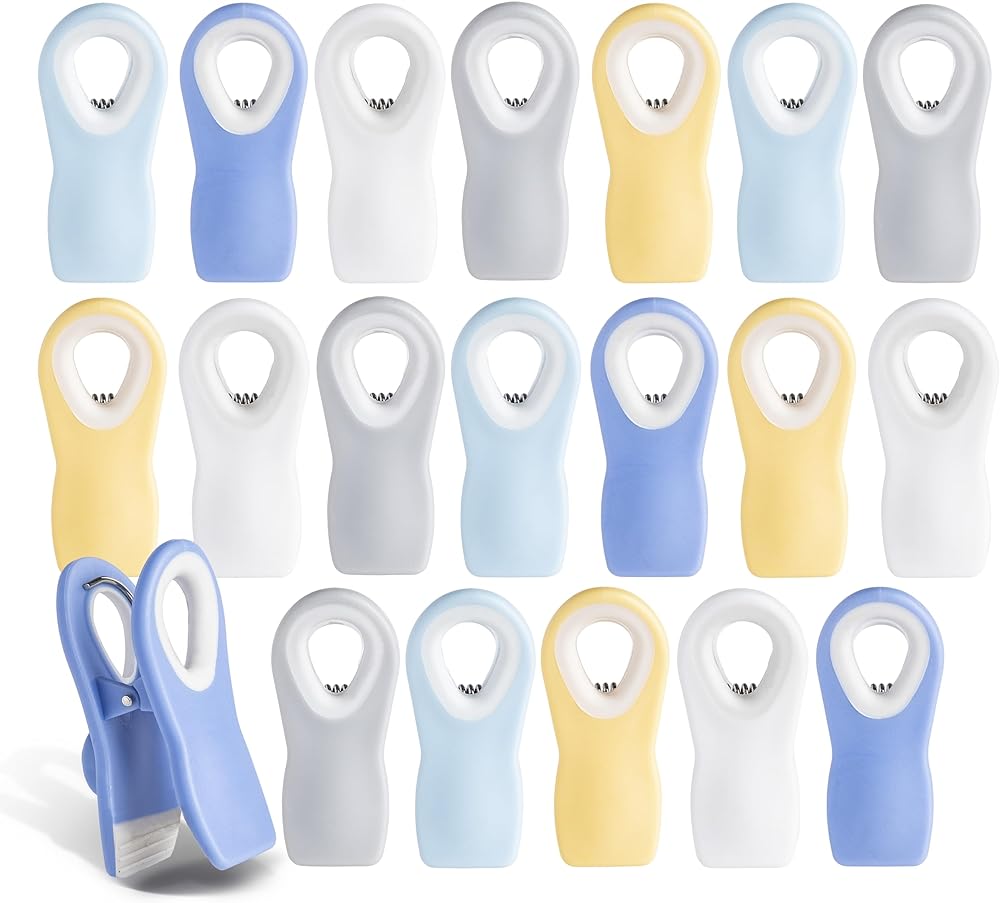 COOK WITH COLOR 20 Pc Bag Clips with Magnet- Food Clips, Chip Clips, Bag Clips for Food Storage with Air Tight Seal Grip, Snack Bags and Food Bags (Yellow and Blue)