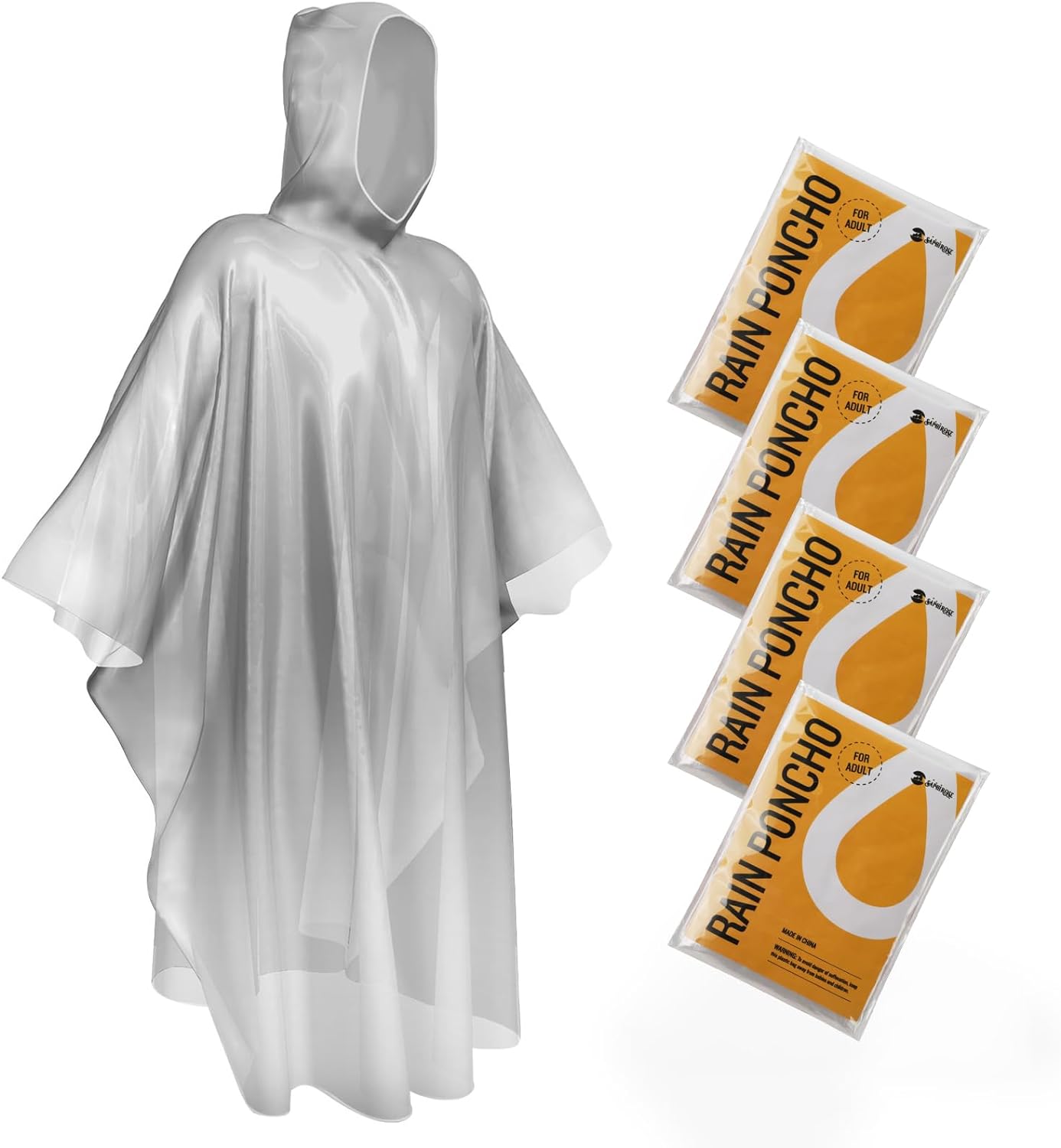 SaphiRose Disposable Rain Ponchos Emergency Clear Poncho