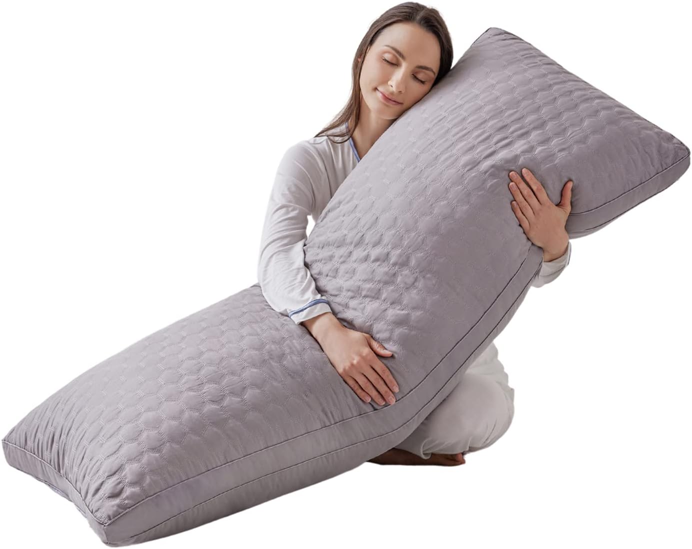 Qeils Body Pillow for Adults,Long Pillow for Sleeping, Large Pillow Insert for Side Sleepers - 21"x54"(Grey)