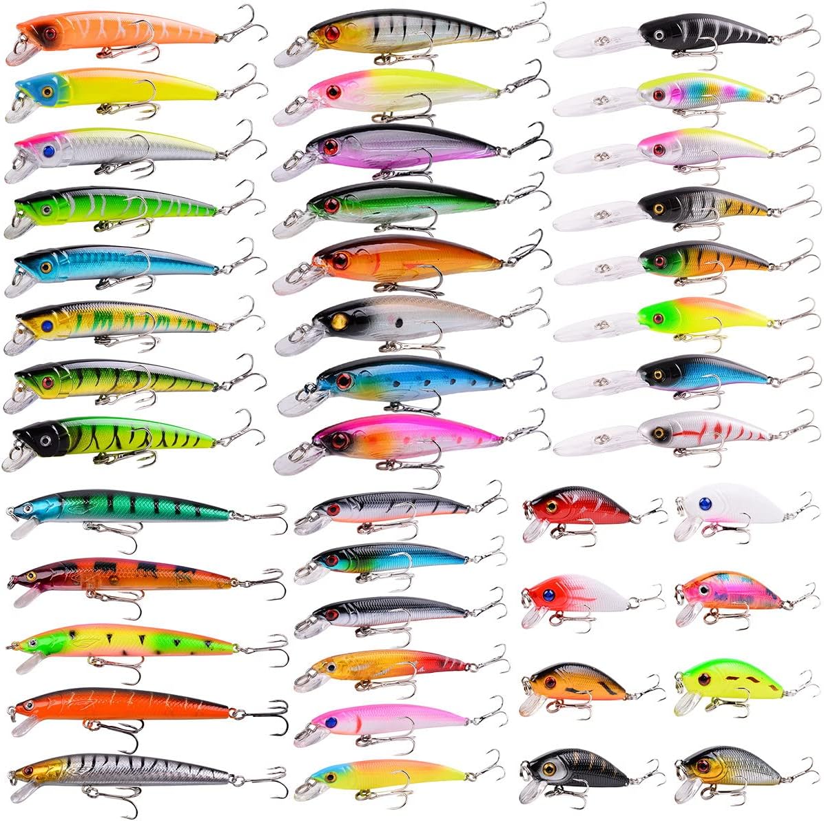 Fishing Lures Kit Mixed Including Minnow Popper Crank Baits with Hooks for Saltwater Freshwater Trout Bass Salmon Fishing