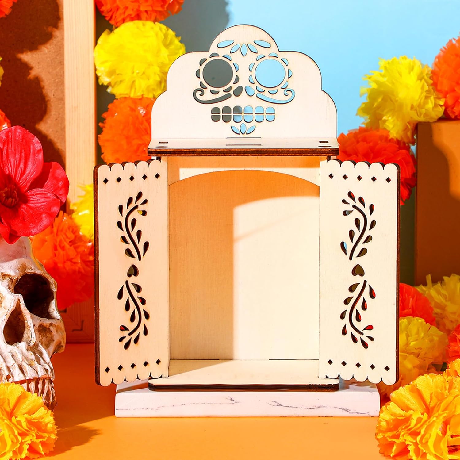 3 pcs Dia De Los Muertos Ofrenda Shadow Box Day of The Dead Ofrenda Wooden Box Set Day of The Dead Shrine Box Day of Dead Decorations for Altar Ofrenda Supplies