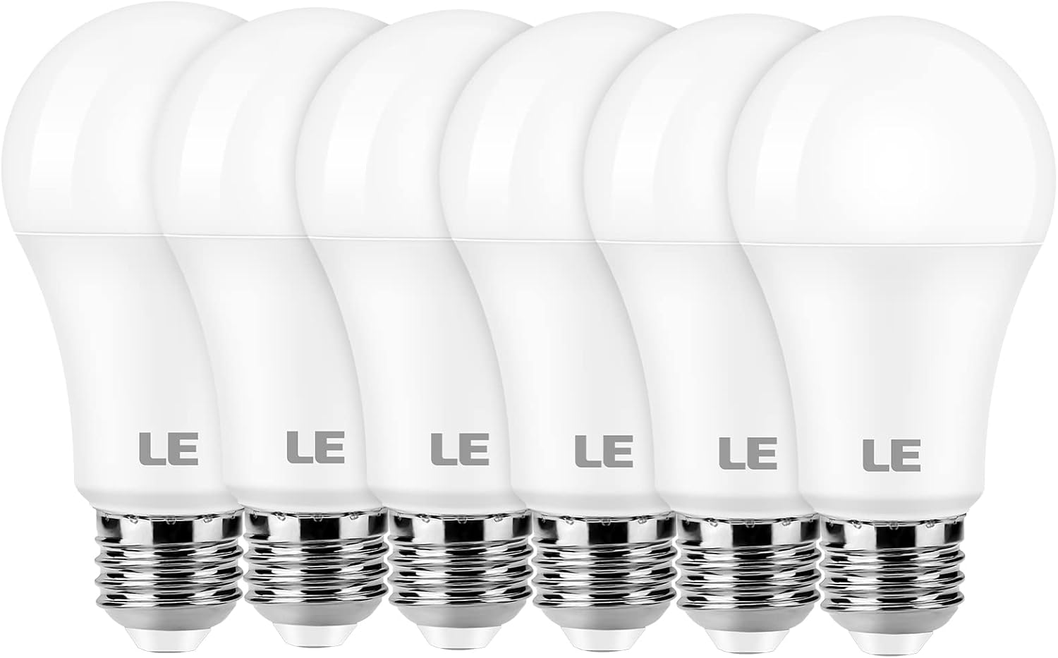 LE 100W Equivalent LED Light Bulbs, 14W 1500 Lumens Daylight White 5000K Non-Dimmable, A19 E26 Standard Base, 10000 Hour Lifetime, Pack of 6