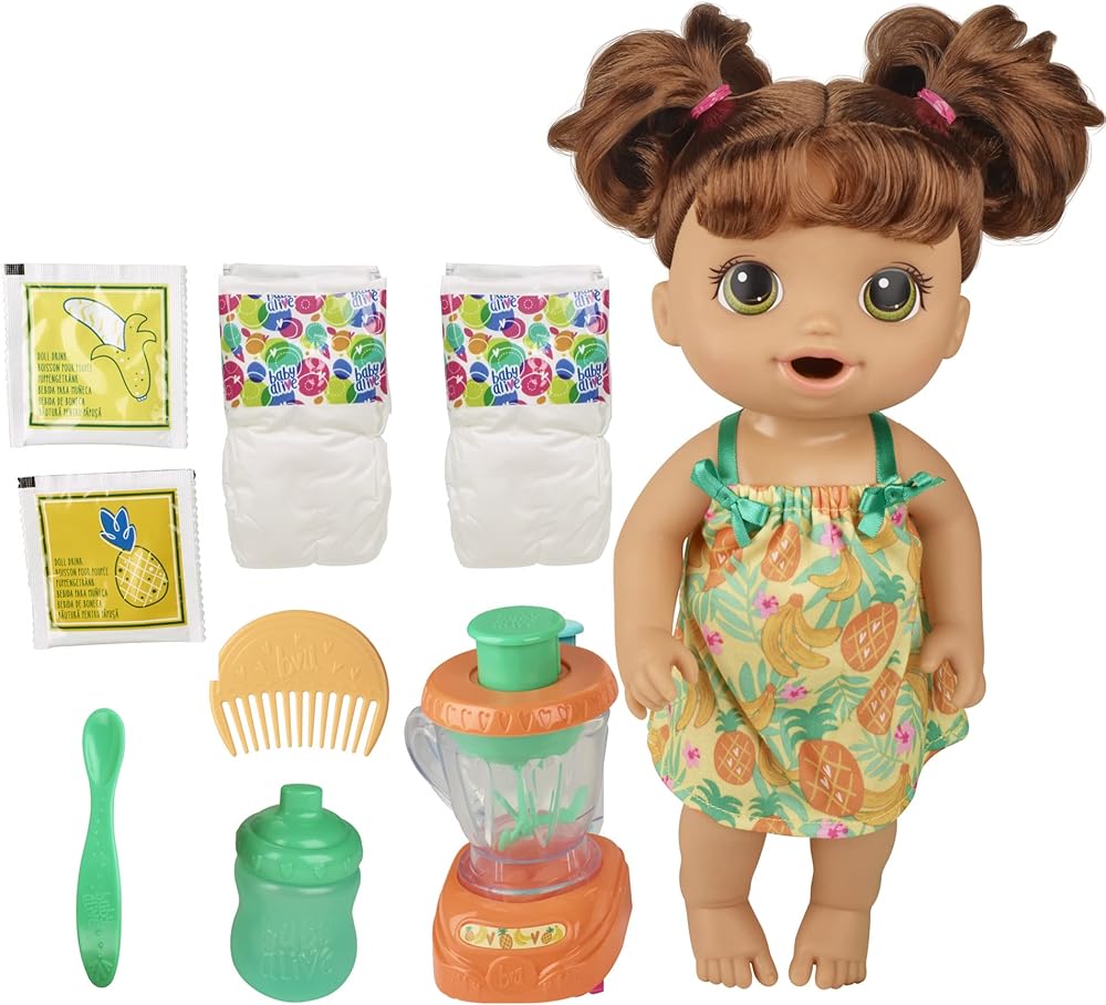 The Baby Alive Magical Mixer Baby Doll Tropical has brought endless smiles and laughter into our home! This delightful toy has become an absolute favorite for my child, and for good reason.First off, the design of the doll is adorable, with its colorful outfit and expressive eyes that instantly capture the heart. The doll's size is just right for little hands to hold, making it easy for my child to engage in imaginative play.The real magic happens when you start using the doll's mixing accessories. The doll comes with a mixer and a variety of tropical-themed food packets. Watching my child "prepare" these tiny meals for the doll is both entertaining and educational. It encourages creativity and helps develop fine motor skills.One of the standout features of this doll is that it really "eats" and "drinks." When my child feeds the doll the included food packets mixed with water, it goes through a magical transformation. The doll's diaper changes color to indicate it's time for a diaper change, adding an extra layer of realism and fun to the play experience.Cleaning up after playtime is a breeze, as the doll's accessories are easy to detach and wash. This makes it a parent-friendly toy as well.I also appreciate the durability of the Baby Alive Magical Mixer Baby Doll. It has held up remarkably well to hours of play, and I'm confident it will continue to bring joy for a long time.In summary, the Baby Alive Magical Mixer Baby Doll Tropical is a delightful and educational toy that sparks imagination and creativity. Its interactive features and durability make it a fantastic addition to any child's toy collection. If you're looking for a gift that will provide endless hours of joy, this baby doll is a magical choice!