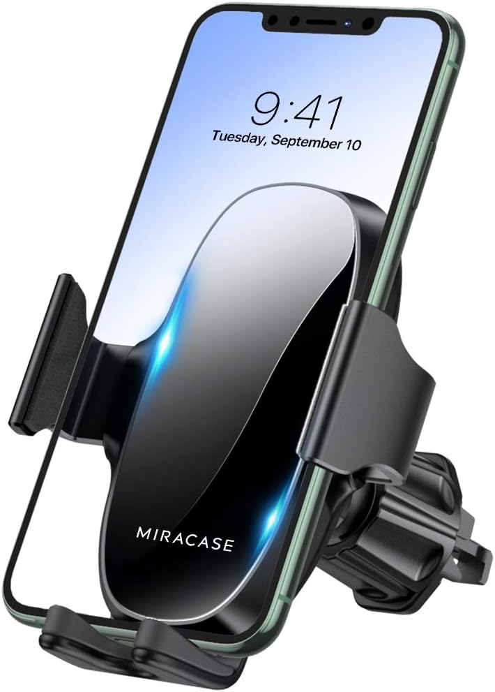 Miracase Phone Holders for Your Car with Newest Metal Hook Clip, Air Vent Cell Phone Car Mount, Hands Free Universal Automobile Cradle Fit for iPhone Android and All Smartphones, Classic Black