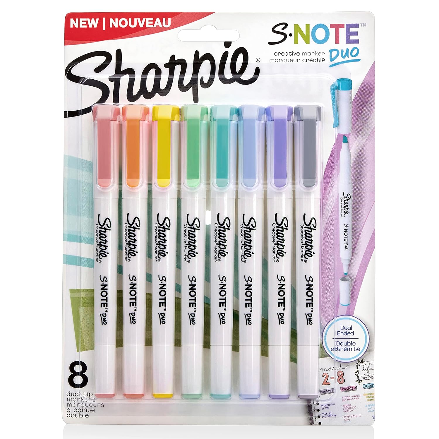 SHARPIE S-Note Duo Dual-Ended Creative Highlighters 8/Pkg-Assorted Colors -2154173