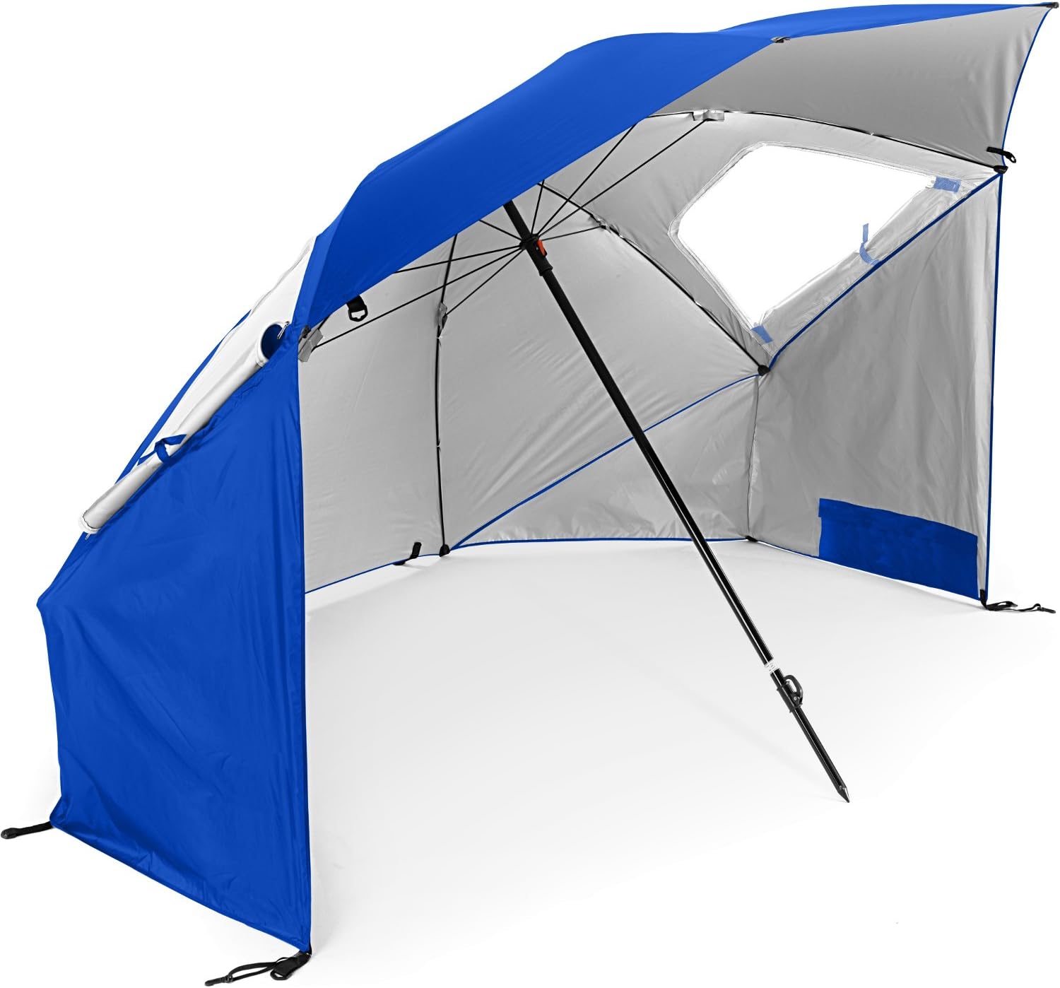 Sport-Brella Super-Brella SPF 50  Sun and Rain Canopy Umbrella for Camping, Beach and Sports Events (8-Foot, Blue)