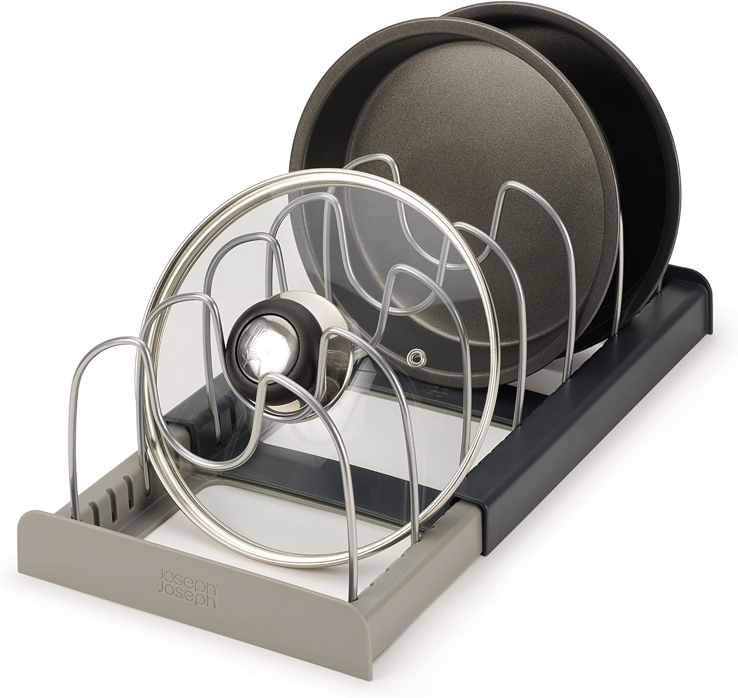 Joseph+Joseph+DrawerStore+Expanding+Cookware+Organizer%2c+Space+saving+storage+for+pan+lids%2c+baking+trays+-+Grey