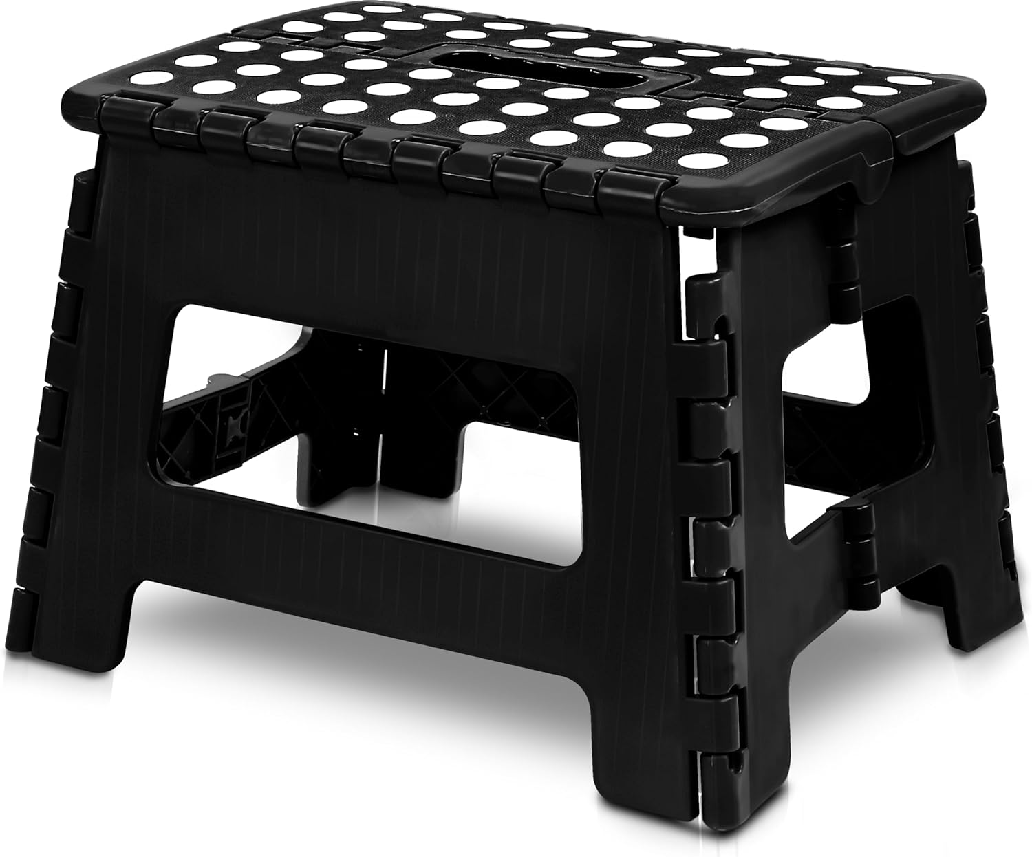 Utopia Home Folding Step Stool - (Pack of 1) Foot Stool with 9 Inch Height - Holds Up to 300 lbs - Lightweight Plastic Foldable Step Stool for Kitchen, Bathroom & Living Room (Black)