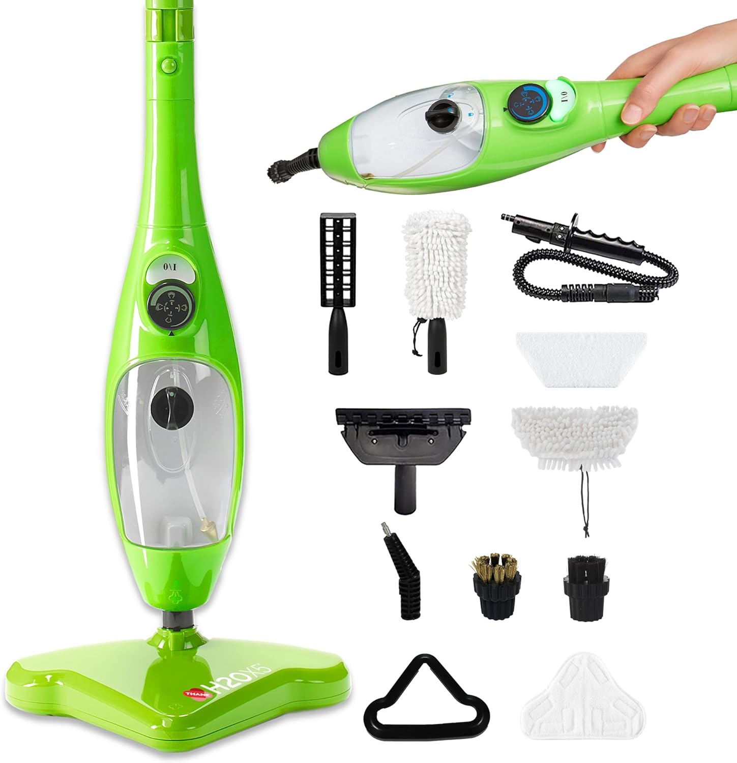 H2O MOP X5 Steam Mop and Handheld Steam Cleaner For Cleaning Hardwood and Kitchen Tile Floors, Grout Cleaner, Upholstery Cleaner and Carpets