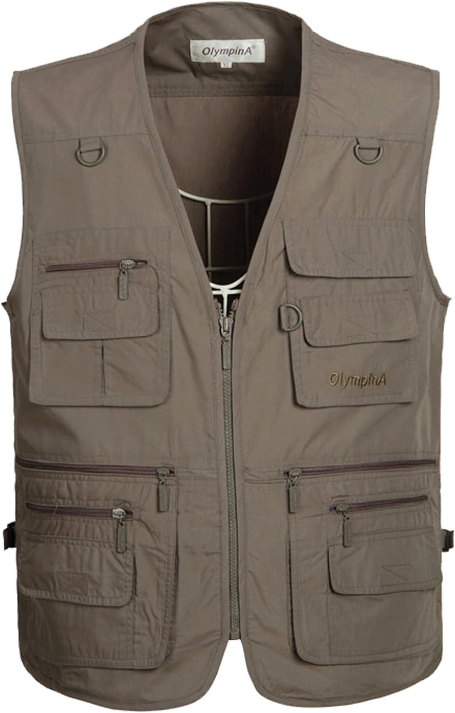 Flygo Mens Summer Outdoor Work Safari Fishing Travel Photo Vest with Pockets