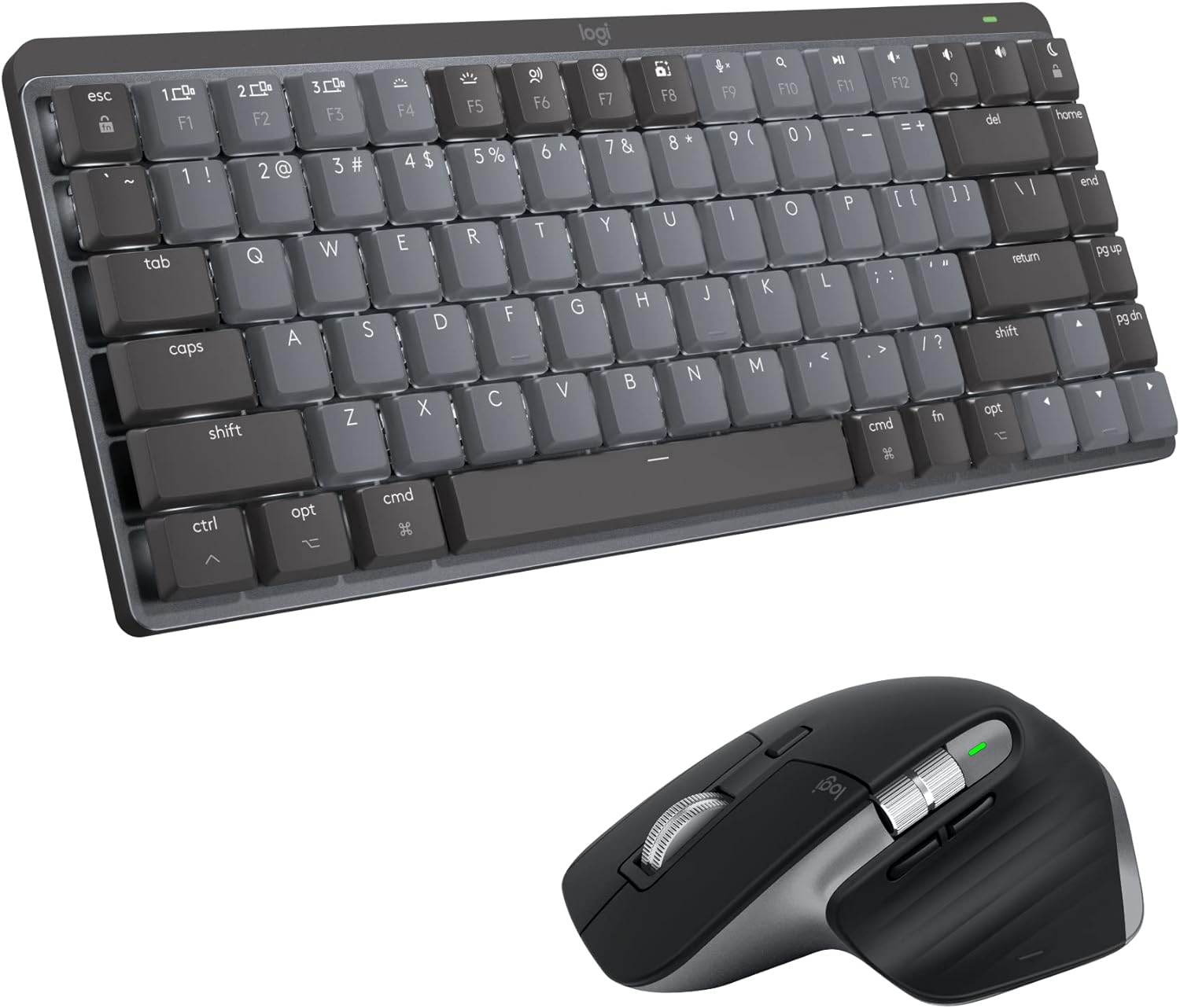 Logitech MX Mechanical Mini Keyboard + MX Master 3S Wireless Mouse for Mac - Low-profile Backlit Keys, Tactile Quieter Switches, 8K DPI Sensor, Quiet Clicks, USB-C,Bluetooth,macOS, iPadOS - Space Grey