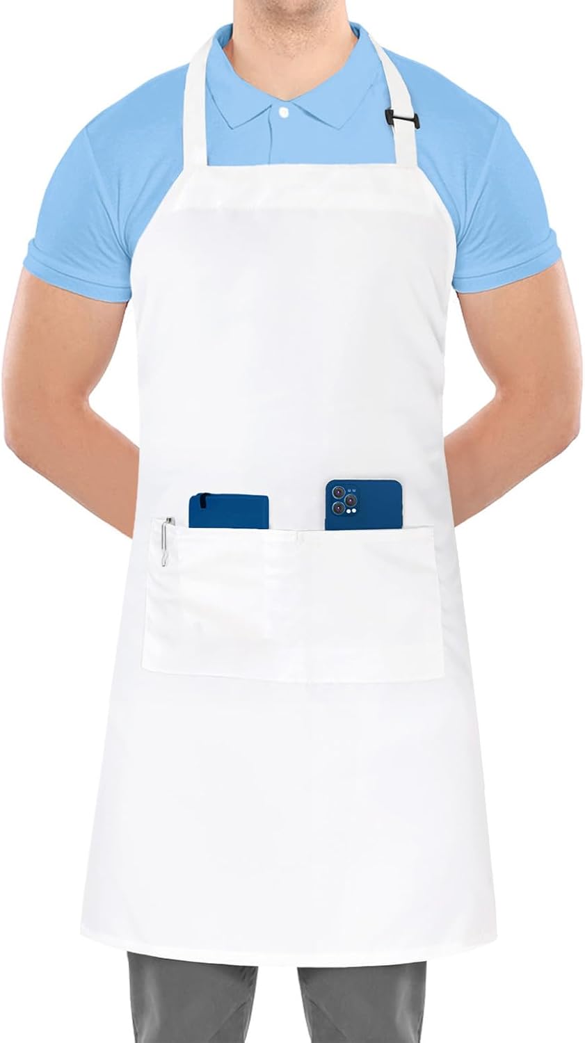 Utopia Kitchen 2 Pack Bib Apron, Adjustable with 2 Pockets, Water and Oil Resistant, Cooking Kitchen Chef Apron for Women Men