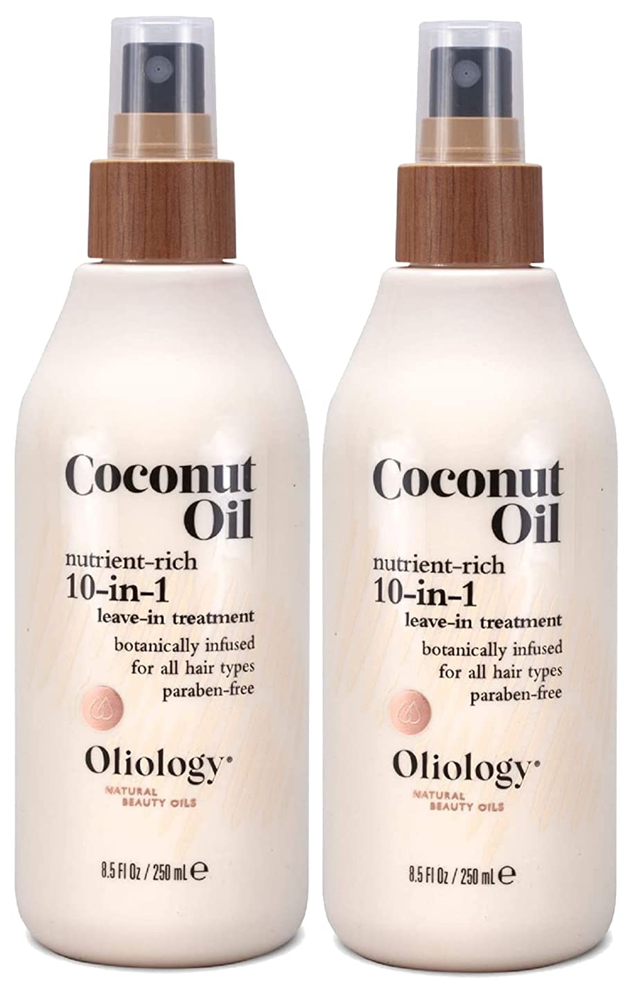 Oliology Coconut Oil 10-in-1 Multipurpose Spray - Leave in Treatment for All Hair Types | Detangles, Controls Frizz, Hydrates & Moisturizes | Made in USA, Cruelty Free & Paraben Free (8.5 oz, 2 Pack)