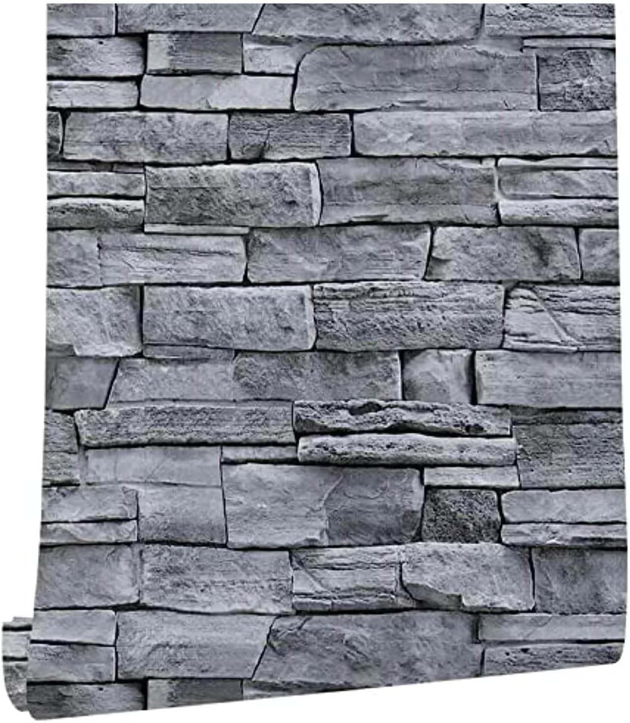 practicalWs Brick Wallpaper Peel and Stick Stone Self-Adhesive Wallpaper Easily Removable Decorative Wall Paper 3D Effect Faux Rock Brick Blocks Contact Paper 17.71in9.8ft