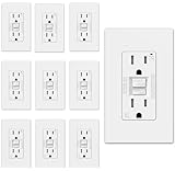 DEWENWILS GFCI Outlet 20Amp, 10-Pack Self-Test GFCI Electrical Outlet with LED Indicator, Tamper Resistant, Weather Resistant, Wallplate Included, UL Listed, White